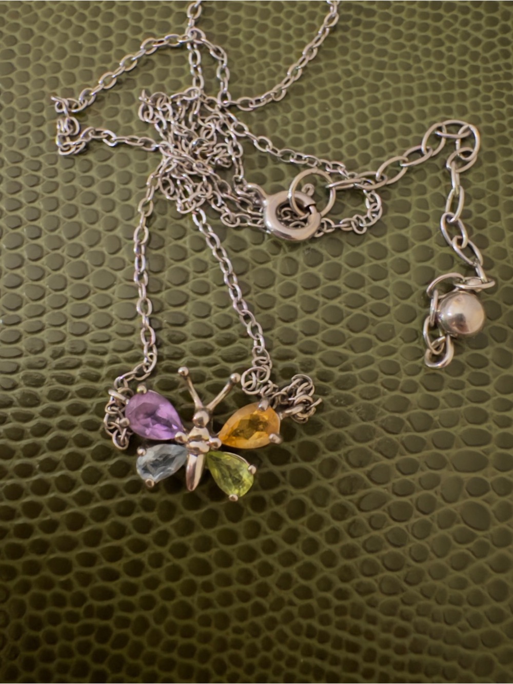 Ross Simon’s 925 Stamped Butterfly Pendant Necklace with Multicolor Gemstones